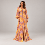 Gregoria™ | Vestido Longo Floral com Decote Profundo