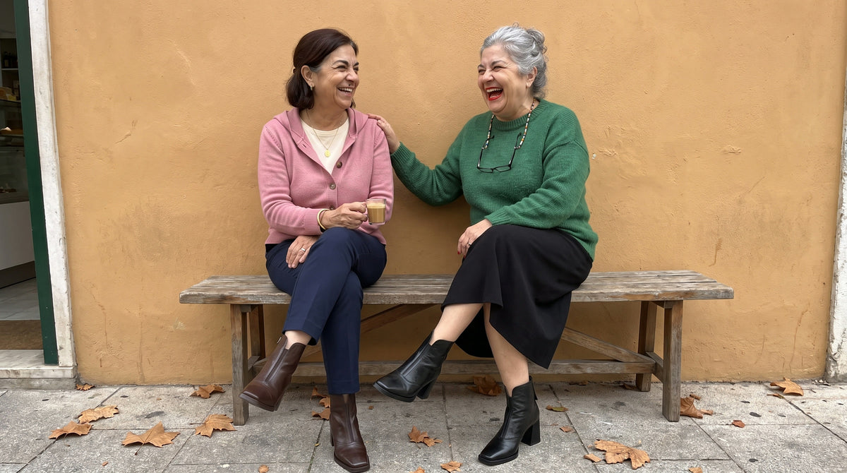 Helena e Fernanda de botins