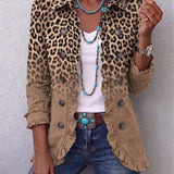 Donatella | Casaco Vintage Degradê de Leopardo com Babados